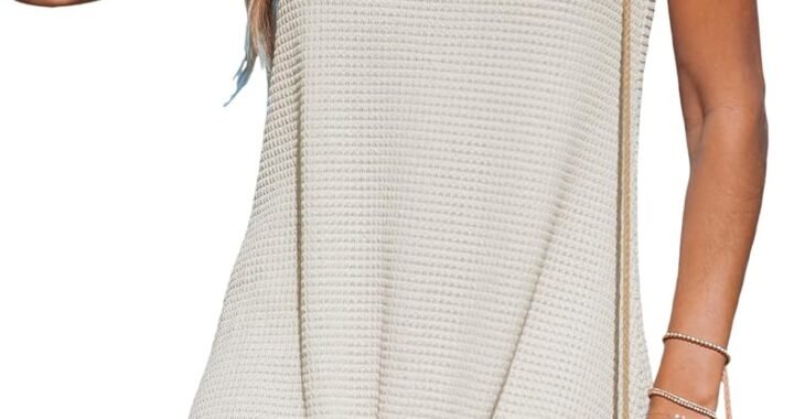 CUPSHE Women’s Sleeveless Swimsuit Coverup Waffle Knit Swimwear Beach Cover Ups Twisted Mini Dress