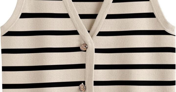 LILLUSORY Summer Vest Tops for Women 2025 Striped Sweater Vests Vacation Button Up Outfits Spring Shirts Blouses Clothes